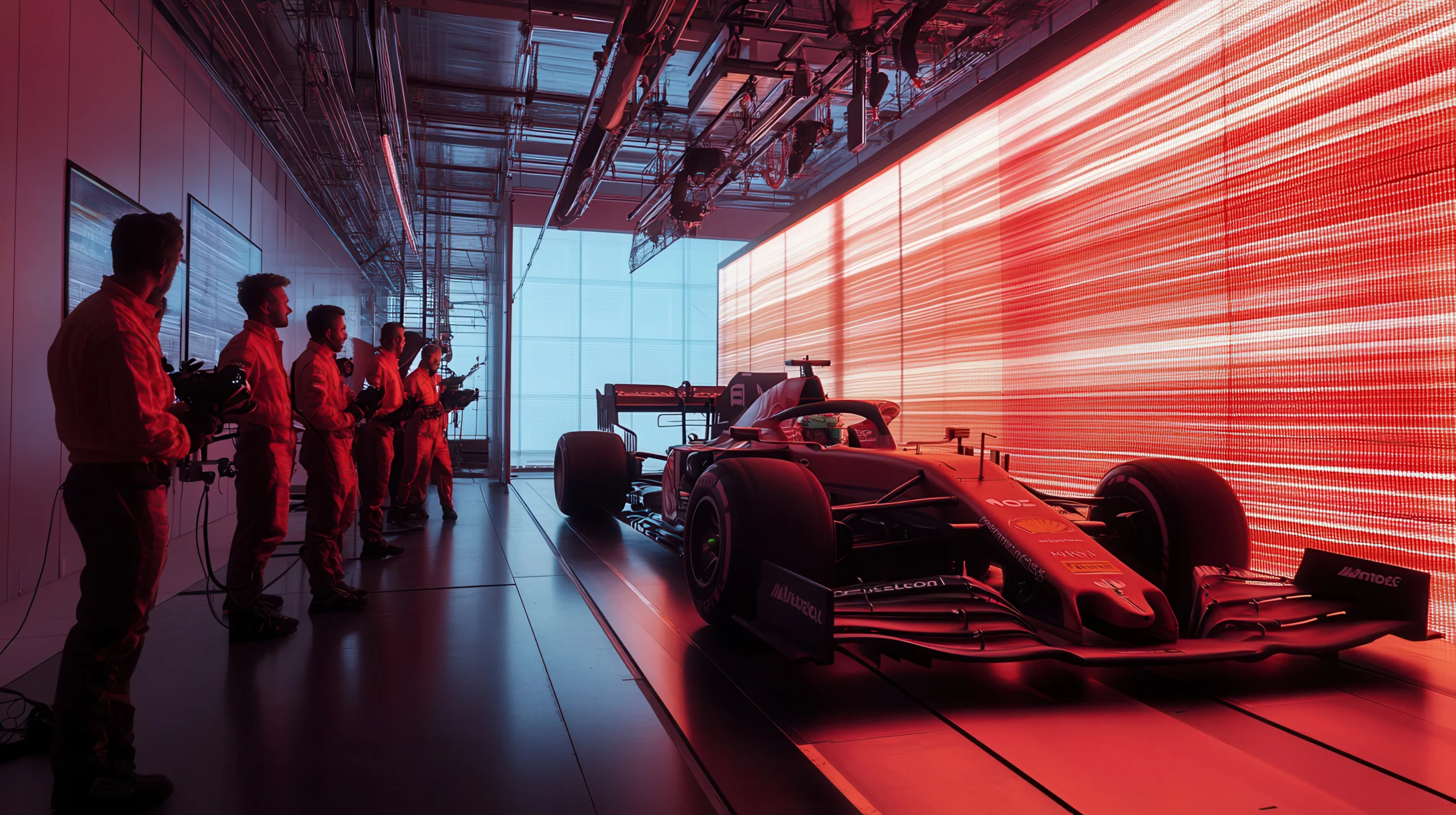 A team tracking the performance of a race car